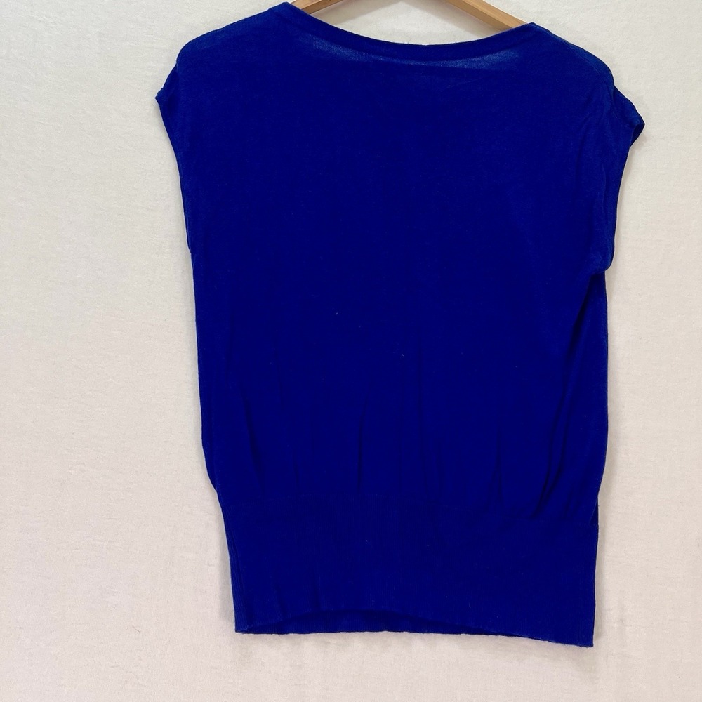 Express Women's Royal Blue Cap Sleeve Front Keyhole‎ Sweater Sz XS - Picture 2 of 6